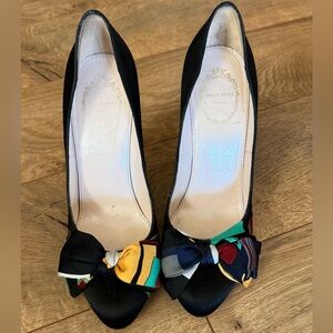 Emilio Pucci Black Satin Heels Sz 7